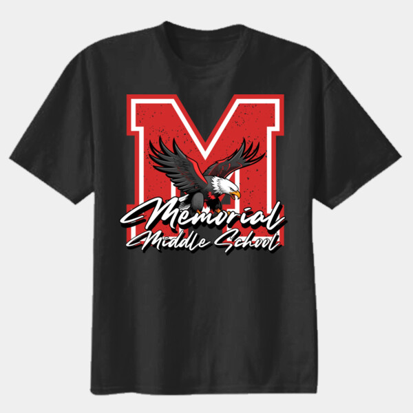 Memorial Middle School Eagle M – Red Outline 04-301 - Youth Heavy Cotton 100% Cotton T Shirt Thumbnail